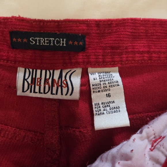 VTG Bill Blass W16 Strech Red Corduroy Pants - Picture 4 of 8